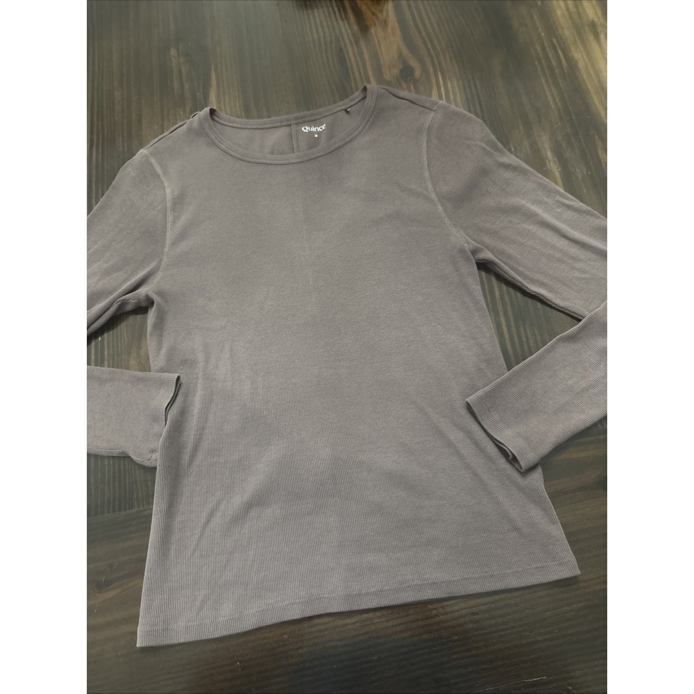 Quince Women Basic Taupe Organic Cotton Long Sleeve T-Shirt Size Medium